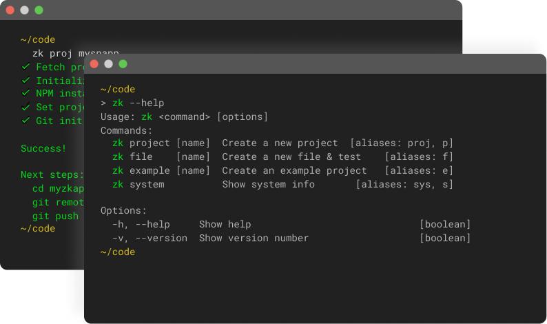 Terminal screenshot of Mina’s zkApp CLI command-line interface.